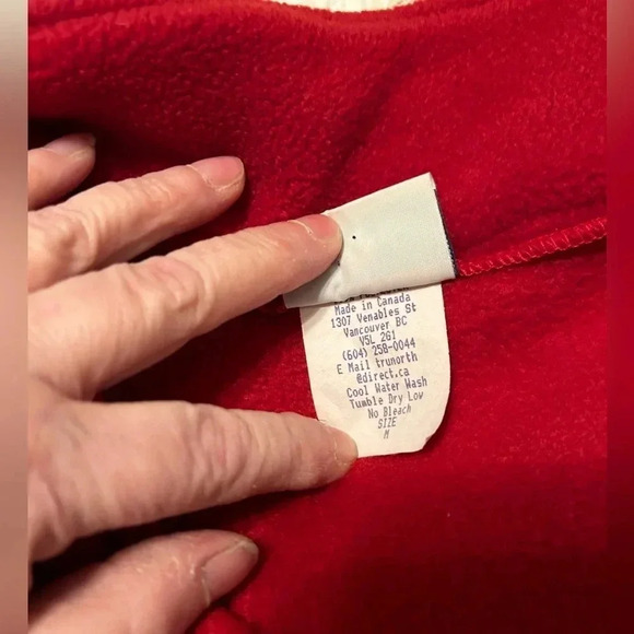Vintage True North Men's Bright Red 1/4 Zip Fleece Jacket Medium Canada EUC - Picture 12 of 14